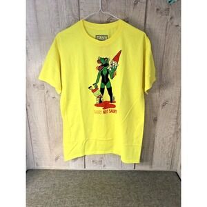 Freaker USA Saury Not Saury Dinosaur Gnome Graphic T-Shirt Yellow Mens Medium